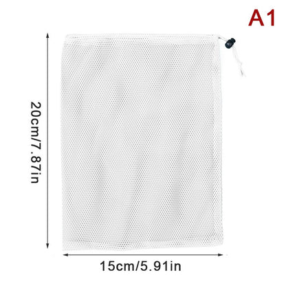 Black White Durable Mesh Drawstring Bag Storage Pouch Multi Purpose Home Travel Outdoor Activity Laundry Bag Stuff Sack