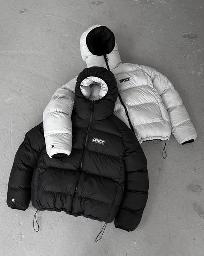 Winter Personality Double Sided Mens Down Jacket Thicken Warm HoodIie Y2k Reversible Zipper Casual Fleece Padded Unisex Coats