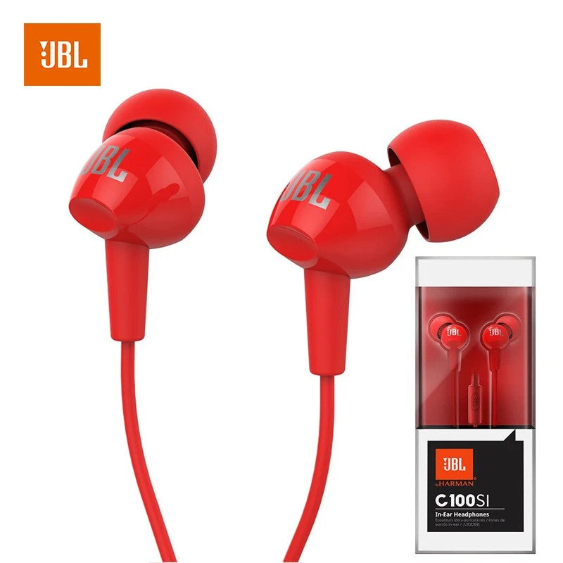 Fone de Ouvido Intra-auricular Estéreo JBL C100SI com Fio para Aulas Online, Reuniões, Jogos, Uso em Notebook, com Microfone para Chamadas, Arejado