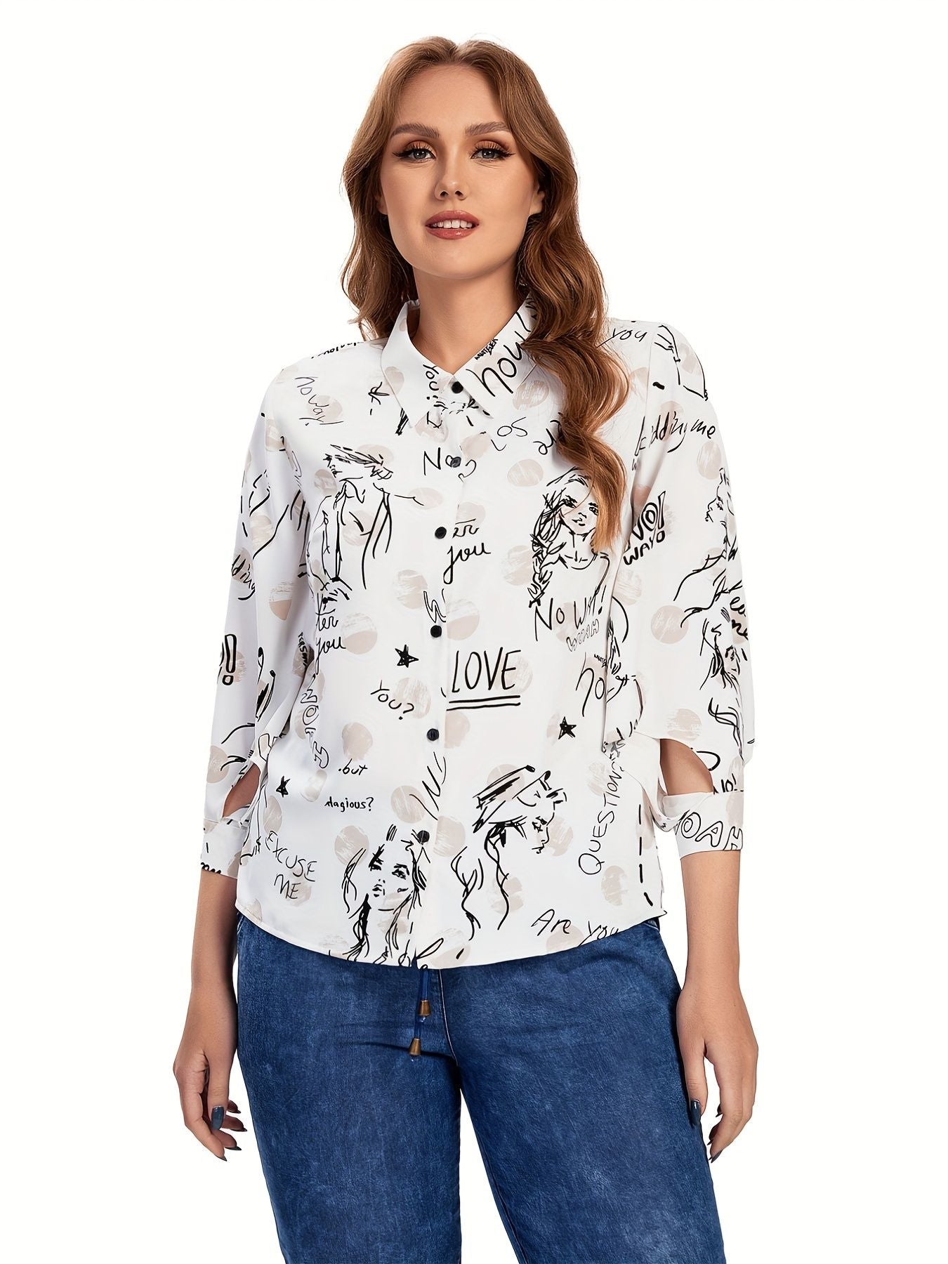 Women Plus Size Woven Spring And Summer Fashionable Shirt