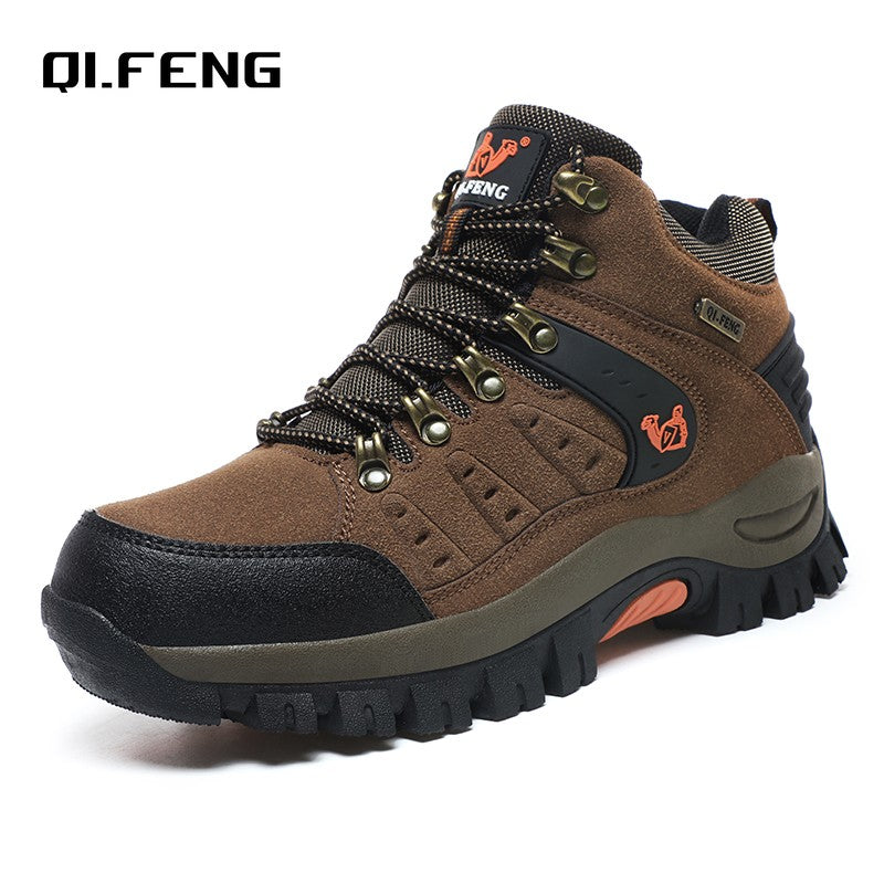 Botas Masculinas Clássicas Modernas para Tornozelo Botas de Caminhada Resistentes ao Desgaste em Camurça de Vaca Tênis de Caminhada Confortáveis Masculinos Sapatos Táticos