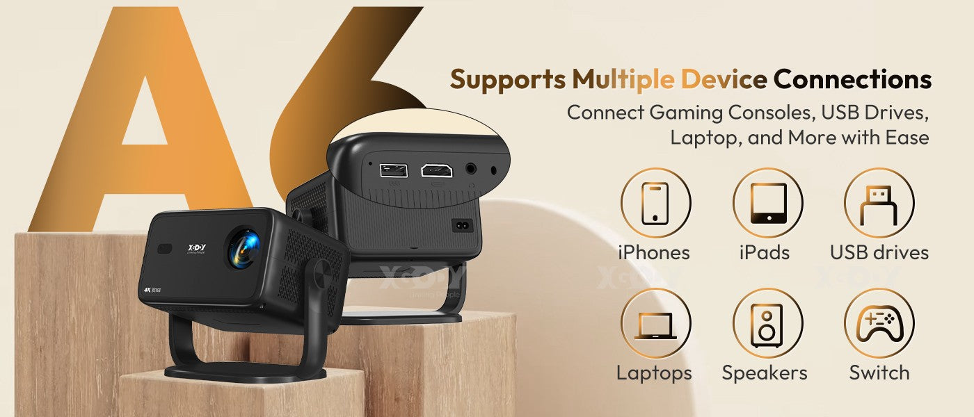 Projetor XGODY A6/N6 Netflix Oficial Controle de Voz 500-600 ANSI Android 4K Beamer Nativo 1080P FHD WiFi Home Theater