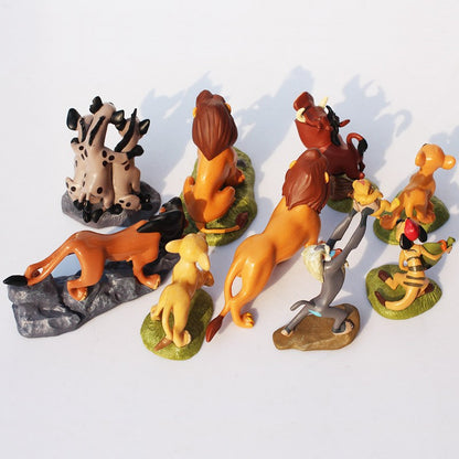 Conjunto 9 peças/kit Desenho animado O Rei Leão Simba Nala Timão Mufasa Scar Figura de Ação PVC Brinquedos Clássicos para Crianças Presentes de Natal