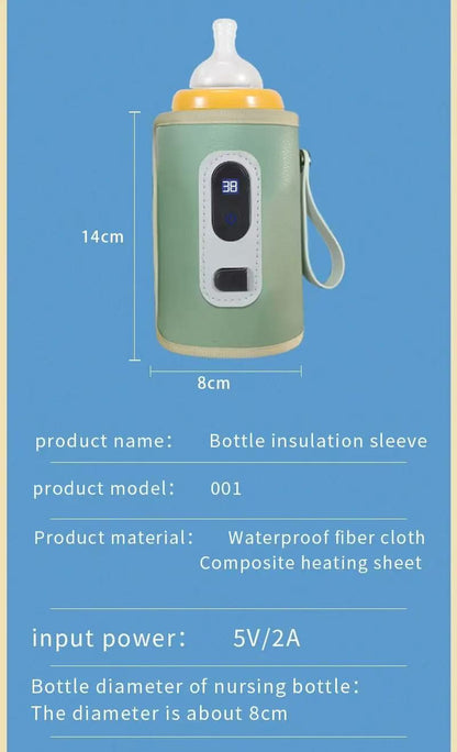Portable Baby Bottle Insulation Sleeve, Baby Milk Insulation Device with LCD Screen, USB Insulation Bottle for Car Travel, Porta