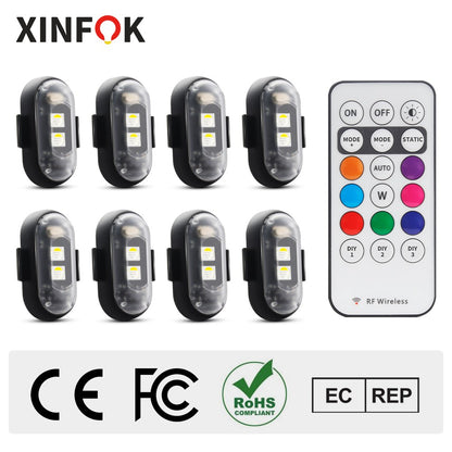 Wireless Remote Control Strobe Light LED Warning Light 7 Colors Aircraft Car Motorcycle Bicycle RC Drone Flash Indicator Lamp