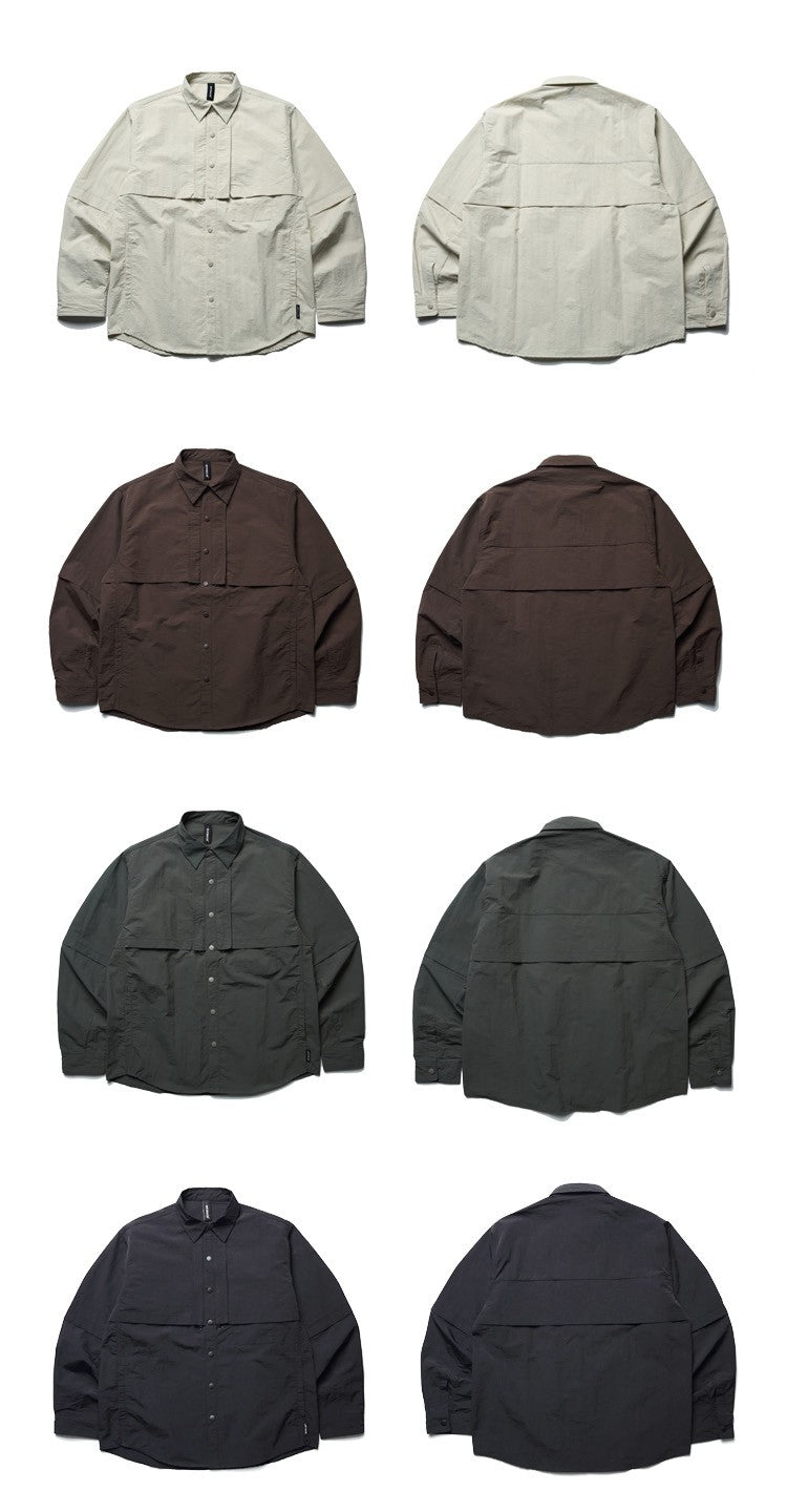 Men Outdoor Waterproof Quick Dry Lightweight Tack Techwear Cargo Shirts Man Streetwear Loose Casual Long Sleeve Oversize Shirt