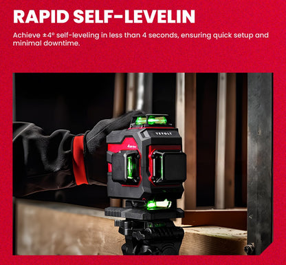 Nível a Laser Verde YEVOLT YVGLL4XS16 Series 4 Planos 16 Linhas Autonivelante 360 3D Ferramentas de Medição de Potência Horizontal e Vertical