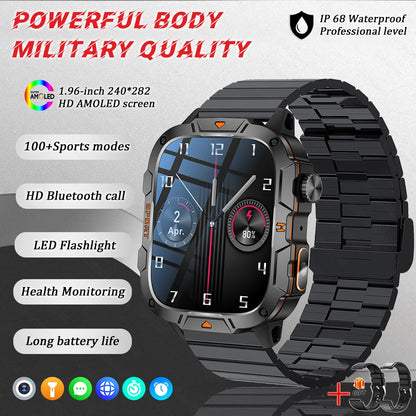 2025 Novo Para Xiaomi Militar Grau Smart Watch Masculino Tela AMOLED de 1.96" 5ATM À Prova D'Água Esportes Rastreador de Fitness Chamada BT Smartwatch