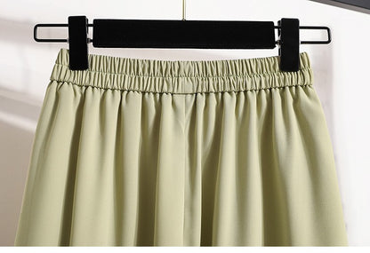 Ladies' Summer High Waist Plus Size Skirts 2026 Mid To Long Flowing Suit Skirt New Style Casual Solid Color A-line Skirt