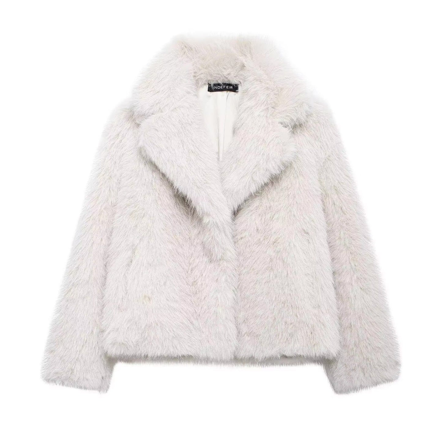 HH Women Elegant Faux Fur Coat Warm Fluffy Loose Long Sleeve Lapel Jacket Autumn Winter Fashion High Street Lady Outerwear
