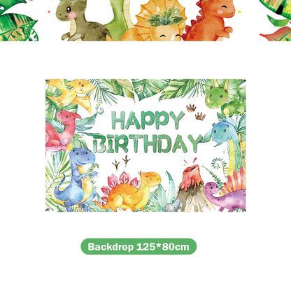 Happy Dinosaur Birthday Decoration Party Supplies Set Cup Plate Dinosaur Balloons Stickers Banner Gift Bags for Kids Boy Favors