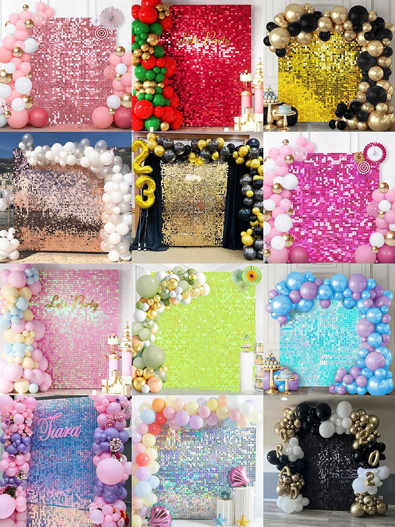 30Pcs/150x180cm Hot Shimmer Wall Panels Shaking Glitter with Wind Party Backdrop for Wedding Birthday Indoor Outdoor Sequin Wall