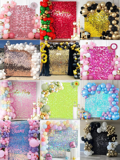 30Pcs/150x180cm Hot Shimmer Wall Panels Shaking Glitter with Wind Party Backdrop for Wedding Birthday Indoor Outdoor Sequin Wall