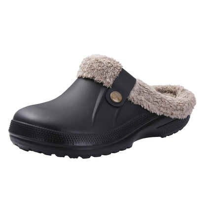 Kidmi Fur Lined Clogs Slippers For Women Classic Winter Waterproof House Slippers For Women With Padded Shoes EVA Garden Shoes