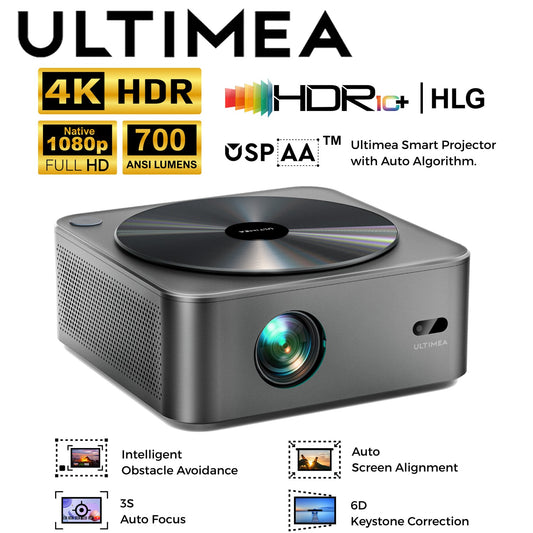 Projetor ULTIMEA Apollo P40 Full HD 1080P Nativo, Suporte a 4K, Projetor de Cinema Doméstico Inteligente com WiFi, Bluetooth e Foco Automático