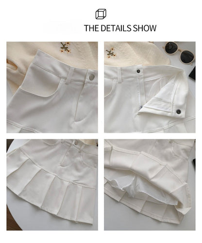 Y2K Vintage High Waist Pleated Skirt Women College Style Uniforms Safety Pants M