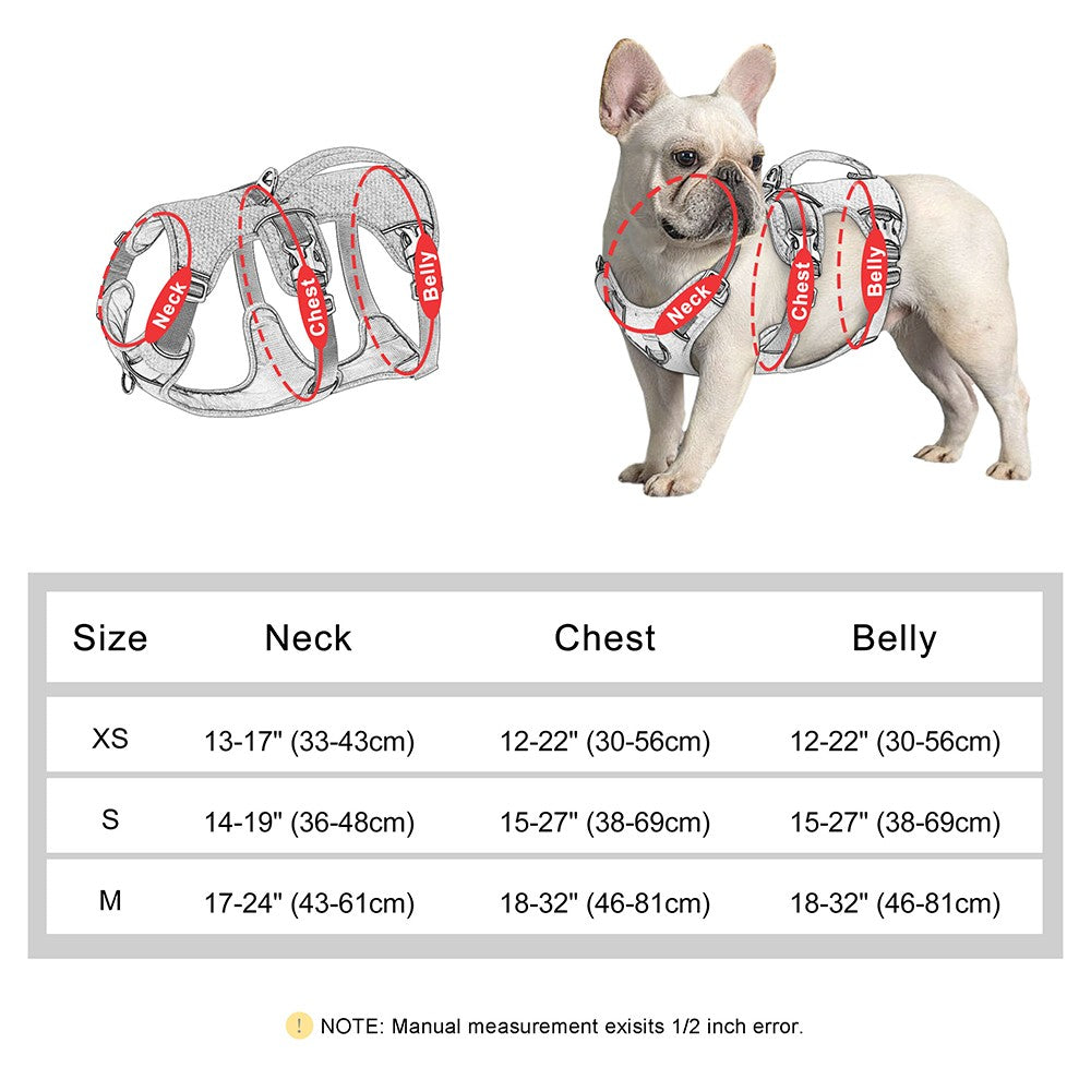 Coleira Peitoral de Nylon Anti-Fuga para Cães Colete Durável Reflexivo para Cães com Alça Ajustável para Cães Pequenos, Médios e Grandes, Pug