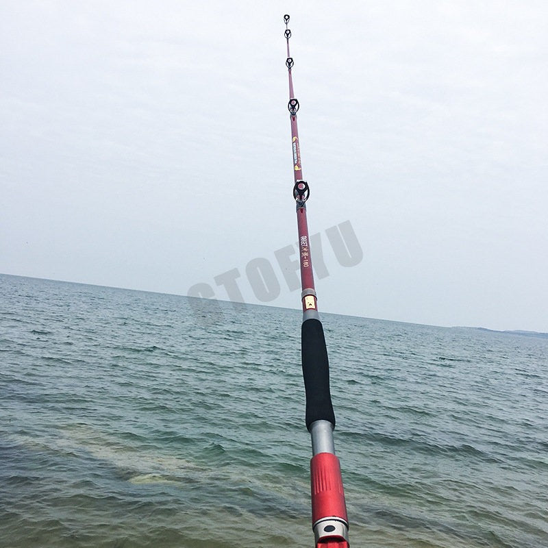 1.8M 2.1M  2.4M Portable 3-Piece Fishing Rod Travel Surf Saltwater Carbon Spinning Rod 30-50lb Boat Jigging Trolling Fishing Rod