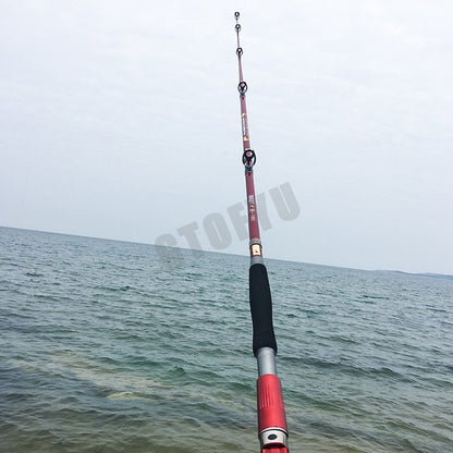 1.8M 2.1M  2.4M Portable 3-Piece Fishing Rod Travel Surf Saltwater Carbon Spinning Rod 30-50lb Boat Jigging Trolling Fishing Rod