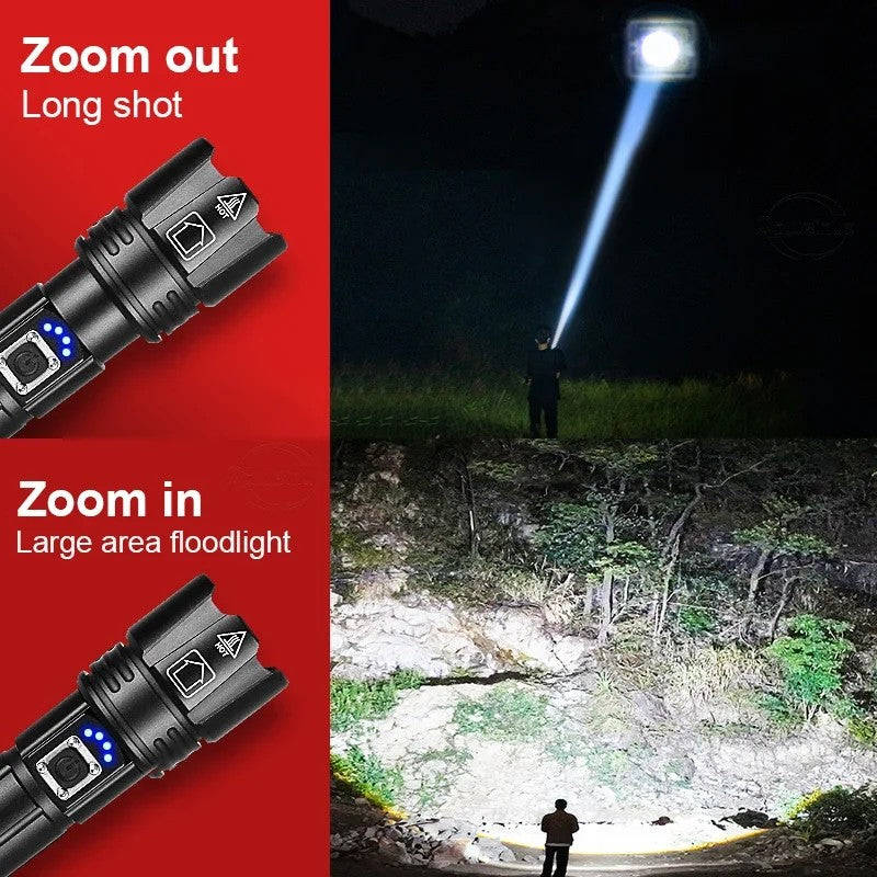 10000mAh High Power Led Flashlight 5000M Long Range Torch Rechargeable Ultra Powerful Outdoor Tactical Hand Lamp Camping Lantern
