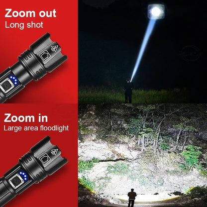 10000mAh High Power Led Flashlight 5000M Long Range Torch Rechargeable Ultra Powerful Outdoor Tactical Hand Lamp Camping Lantern