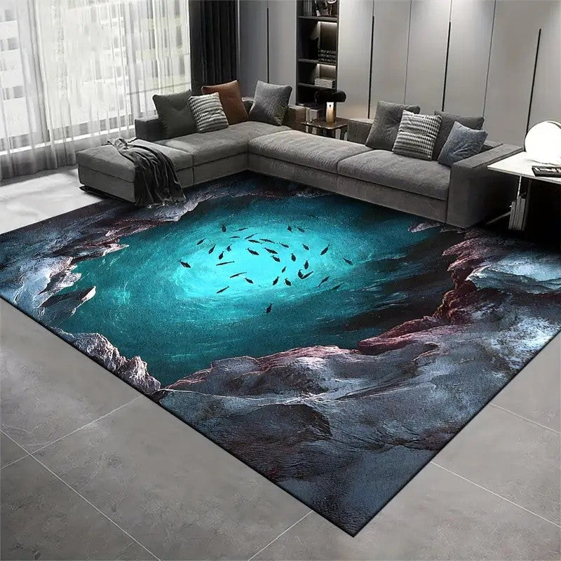 3D Visual Illusion Welcome Rug Doormat Deep Pit Trap Well Print Floor Mat Living Room and Bedroom Entry Foot Mat Fun Home Decor