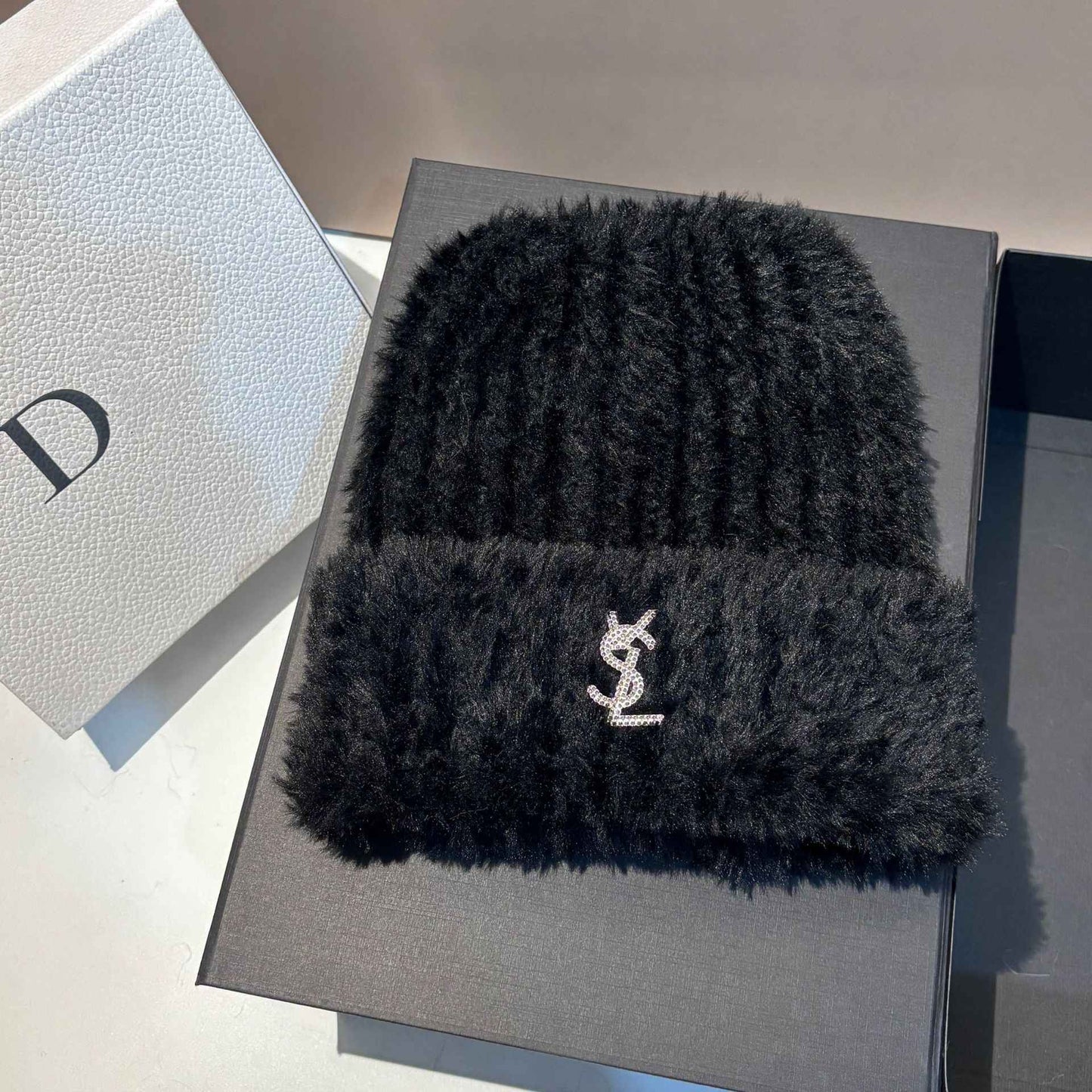 Soft Warm Slouchy Beanie for Women Outdoor Winter Hat with Ear Flaps Fashion Stretchable Skull Cap Face Slimming