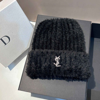 Soft Warm Slouchy Beanie for Women Outdoor Winter Hat with Ear Flaps Fashion Stretchable Skull Cap Face Slimming