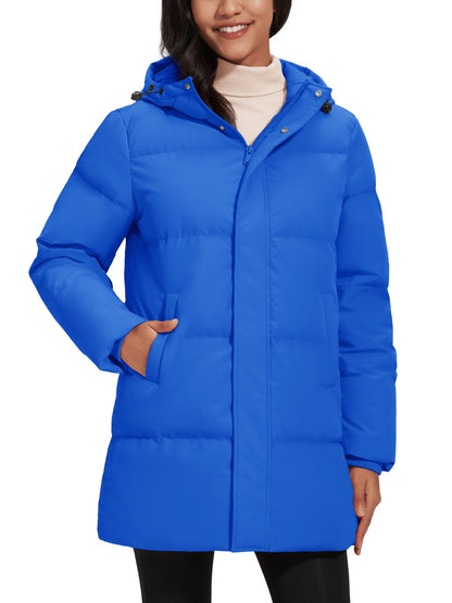 TACVASEN Winter Quilted Duck Feather Down Jackets Womens Padded Puffer Warm Hooded Long Coats Thermal Waterproof Thick Outerwear