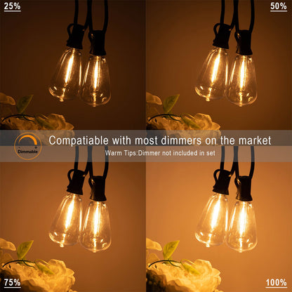 Shatterproof ST38 Plastic Outdoor String Lights Waterproof LED Garden Light Garland Connectable Retro Festoon Decoration Light