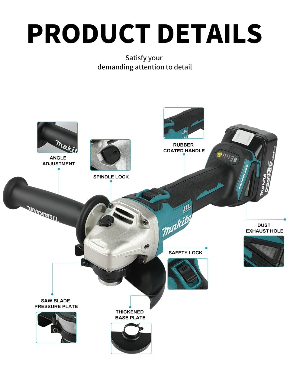 Makita DGA506 18V 125mm Esmerilhadeira Angular a Bateria Politriz Elétrica Sem Fio Lixadeira de Metal e Máquina de Corte