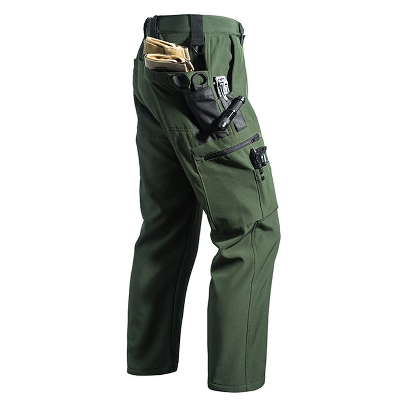 Men Winter Autumn Warm Fleece Pants Waterproof Hiking Camping Climbing Cargo Military Tactical Casual Trousers Softshell Elastic