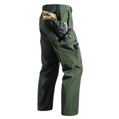 Men Winter Autumn Warm Fleece Pants Waterproof Hiking Camping Climbing Cargo Military Tactical Casual Trousers Softshell Elastic