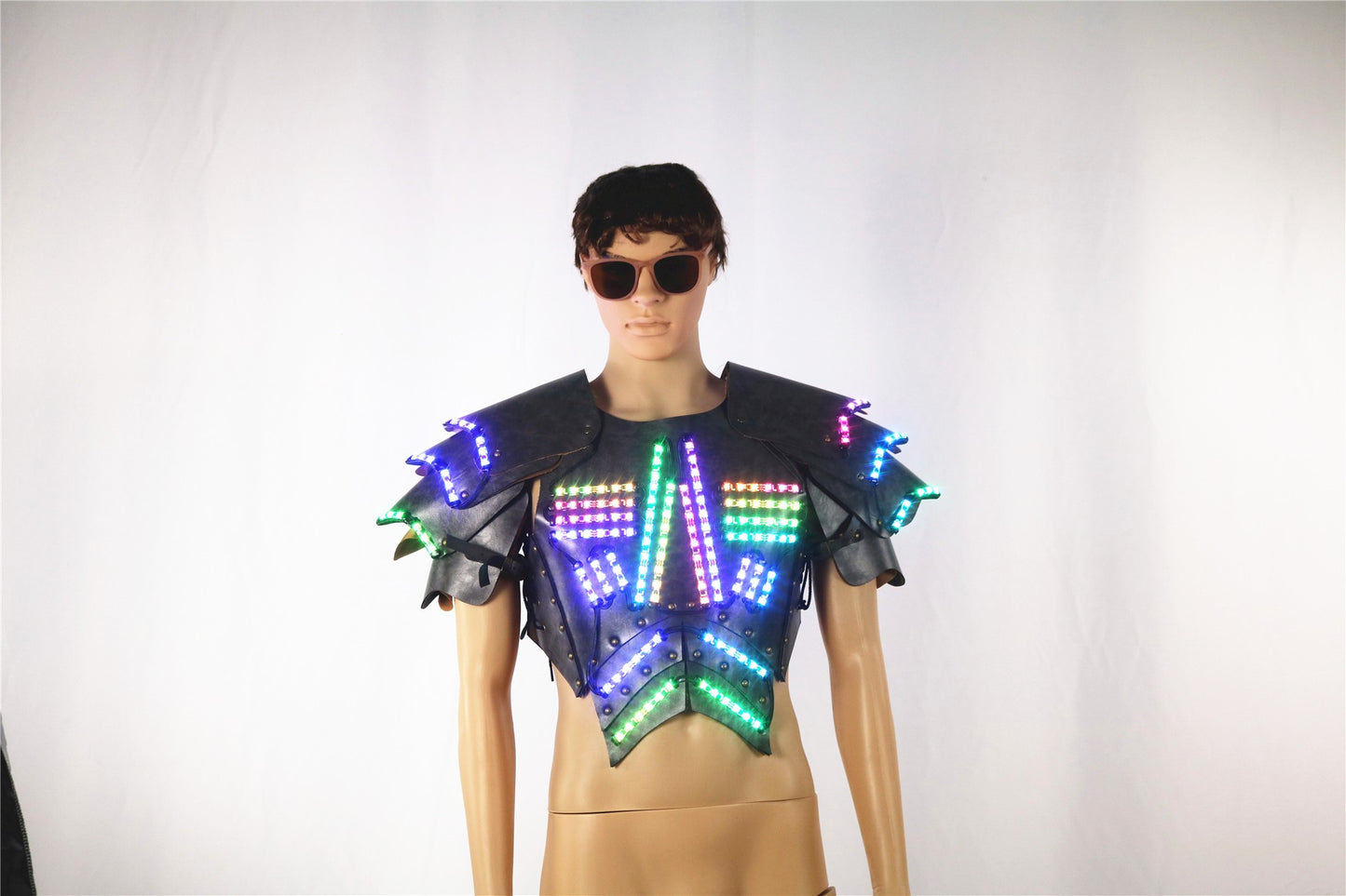 Men's Luminous Clothing Night Show Props Halloween LED Luminous Armor Stage COSPLAY Fluorescent Party Vest