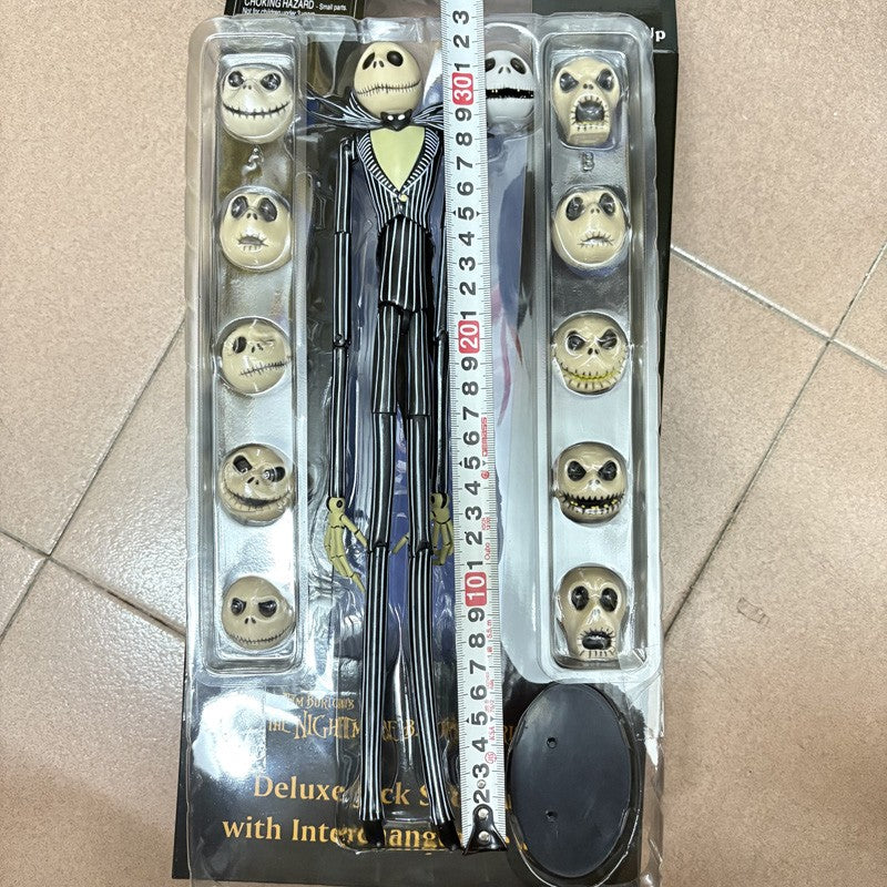 O Estranho Mundo de Jack Skellington com Cabeças Intercambiáveis Boneco de Ação PVC Brinquedo Modelo Coleção Presente 35cm