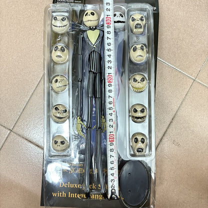 O Estranho Mundo de Jack Skellington com Cabeças Intercambiáveis Boneco de Ação PVC Brinquedo Modelo Coleção Presente 35cm