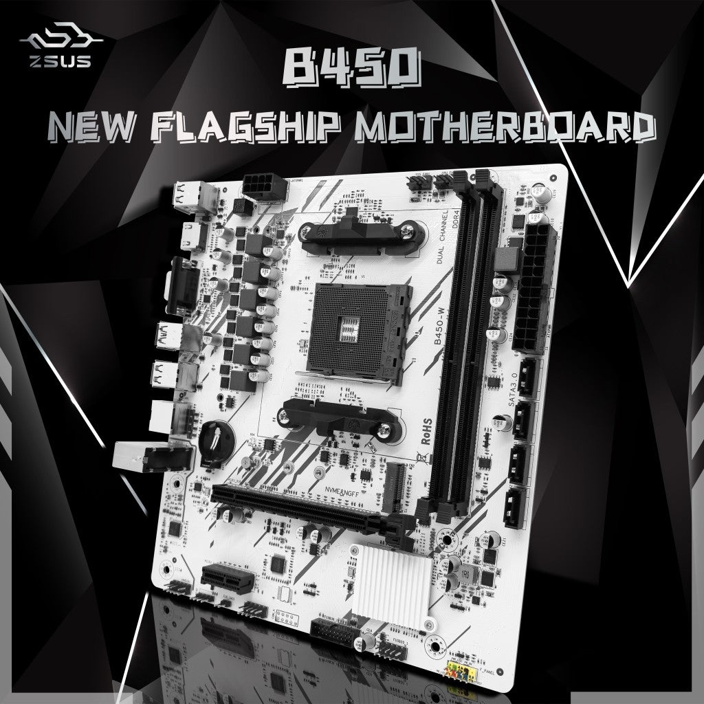 ZSUS B450 Motherboard AMD Processor Dual-channel DDR4 Memory AM4 Mainboard M.2 NVME (Supports Ryzen 5500 5600 5600G CPU)