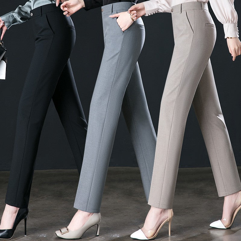 New Autumn Women's Suit Pants, Black Gray Khaki Pantalones Spring Female Slim Trousers, Asian Size 26 27 28 29 30 31 32 33