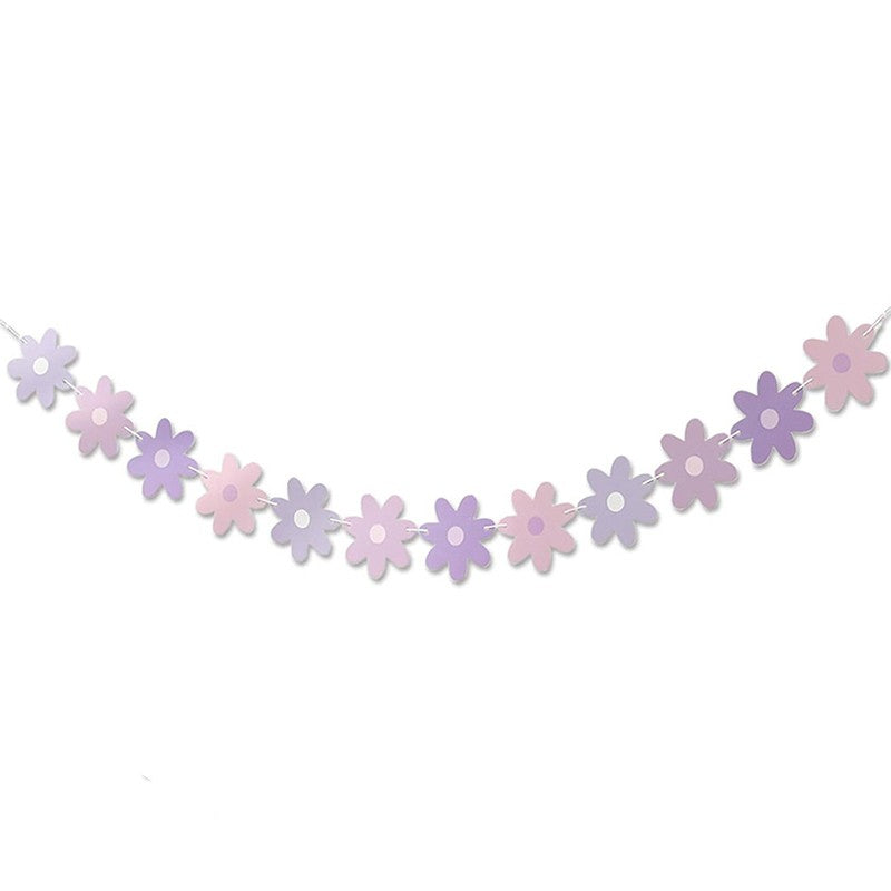 Daisy Flower Paper Banner Hat Cake Toppers Kids Girl Birthday Daisy Theme Party Decorations Hanging Bunting Garland Supplies