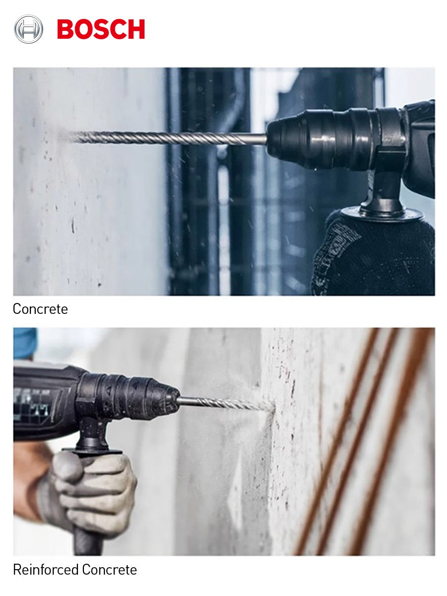 Broca de martelo rotativo Bosch SDS Plus 4 furos série 5 para perfurar furos em concreto armado para trabalho de construção