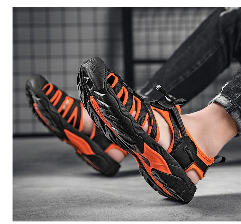 New Summer Genuine Leather Men Sandals Fashion Design Breathable Casual Shoes Men Soft Bottom Outdoor Beach Sandals Big Size 48