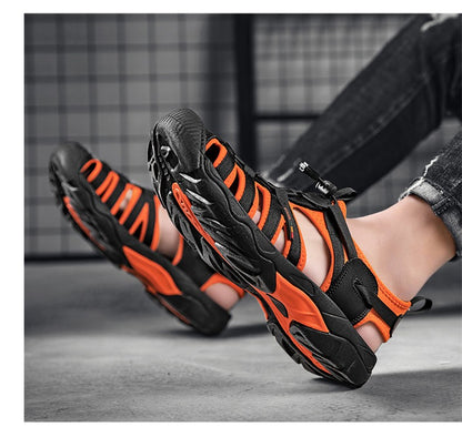 New Summer Genuine Leather Men Sandals Fashion Design Breathable Casual Shoes Men Soft Bottom Outdoor Beach Sandals Big Size 48