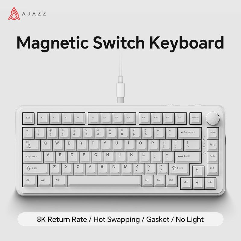 AJAZZ AK820 MAX HE Teclado Gamer Magnético de Efeito Hall, Acionamento Ajustável, Taxa de Sondeo de 8KHz, Gasket, Teclado com Fio