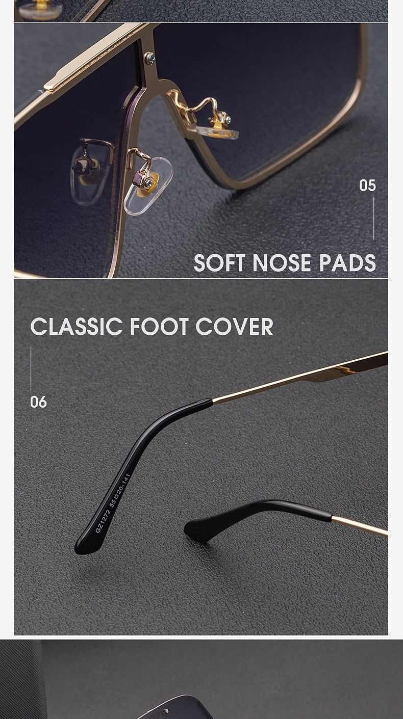 Óculos de sol quadrados oversized para homens, armação grande, 2025, design de marca de luxo, armação de metal, óculos de sol masculinos, óculos retrô