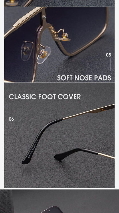 Óculos de sol quadrados oversized para homens, armação grande, 2025, design de marca de luxo, armação de metal, óculos de sol masculinos, óculos retrô