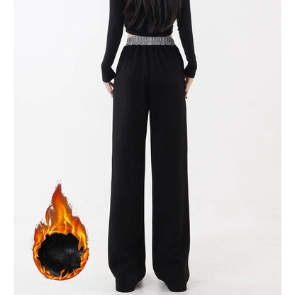 Winter Female Designer Snow Warm Casual Pants Girls Fashion Plush High Waist Trousers Lady Comfortable Fleece Thermal Pants