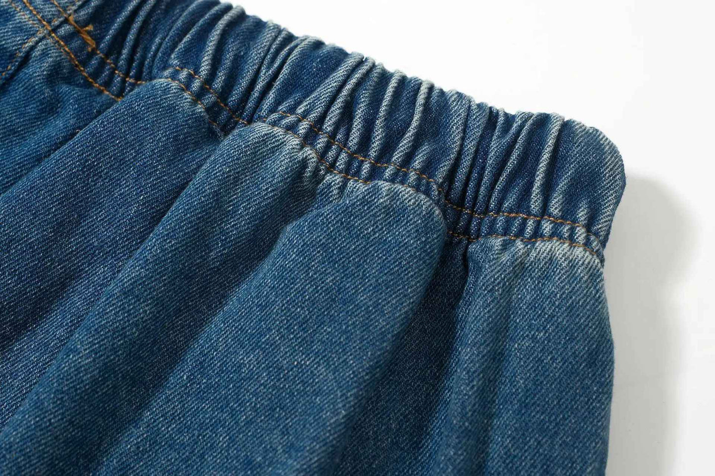 Cross-border Fog Essentials Men's Denim Straight-leg Pants American Style Washable Drawstring Elastic Waist Fit Bell Bottoms