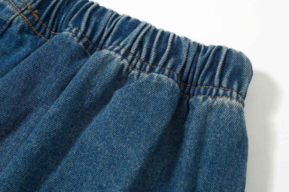 Cross-border Fog Essentials Men's Denim Straight-leg Pants American Style Washable Drawstring Elastic Waist Fit Bell Bottoms