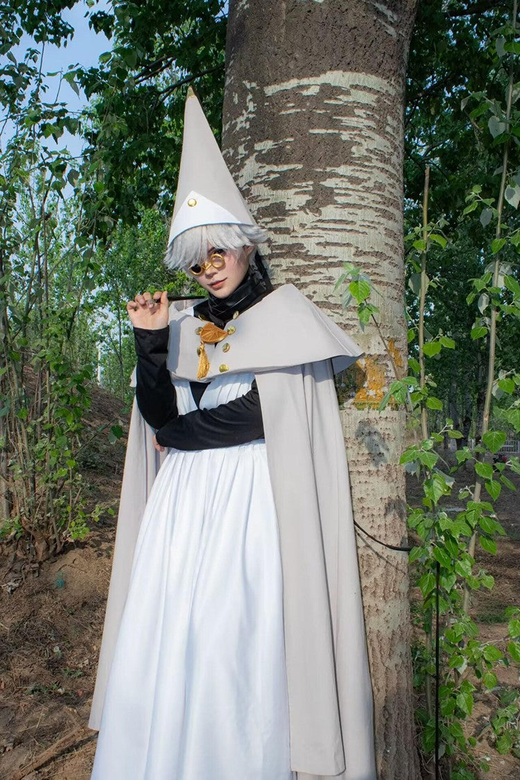 Anime Witch Hat Atelier Cosplay Costume Magician Qifrey Robe Cloak Belt Pointed Hat Wig Set Party Masquerade Carnival Adult Suit