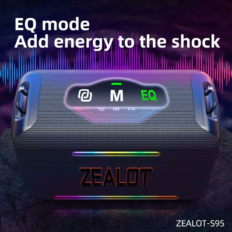 Caixa de Som Bluetooth Portátil à Prova D'água ZEALOT-S95, Boombox Sem Fio para Exterior, Subwoofer com Radiadores Passivos Triplos, Graves Profundos, 120W